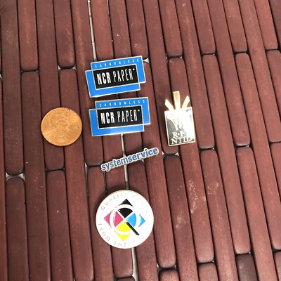 5 Vintage Lapel Hat Pins NCR Paper RIT NTID Systems Service