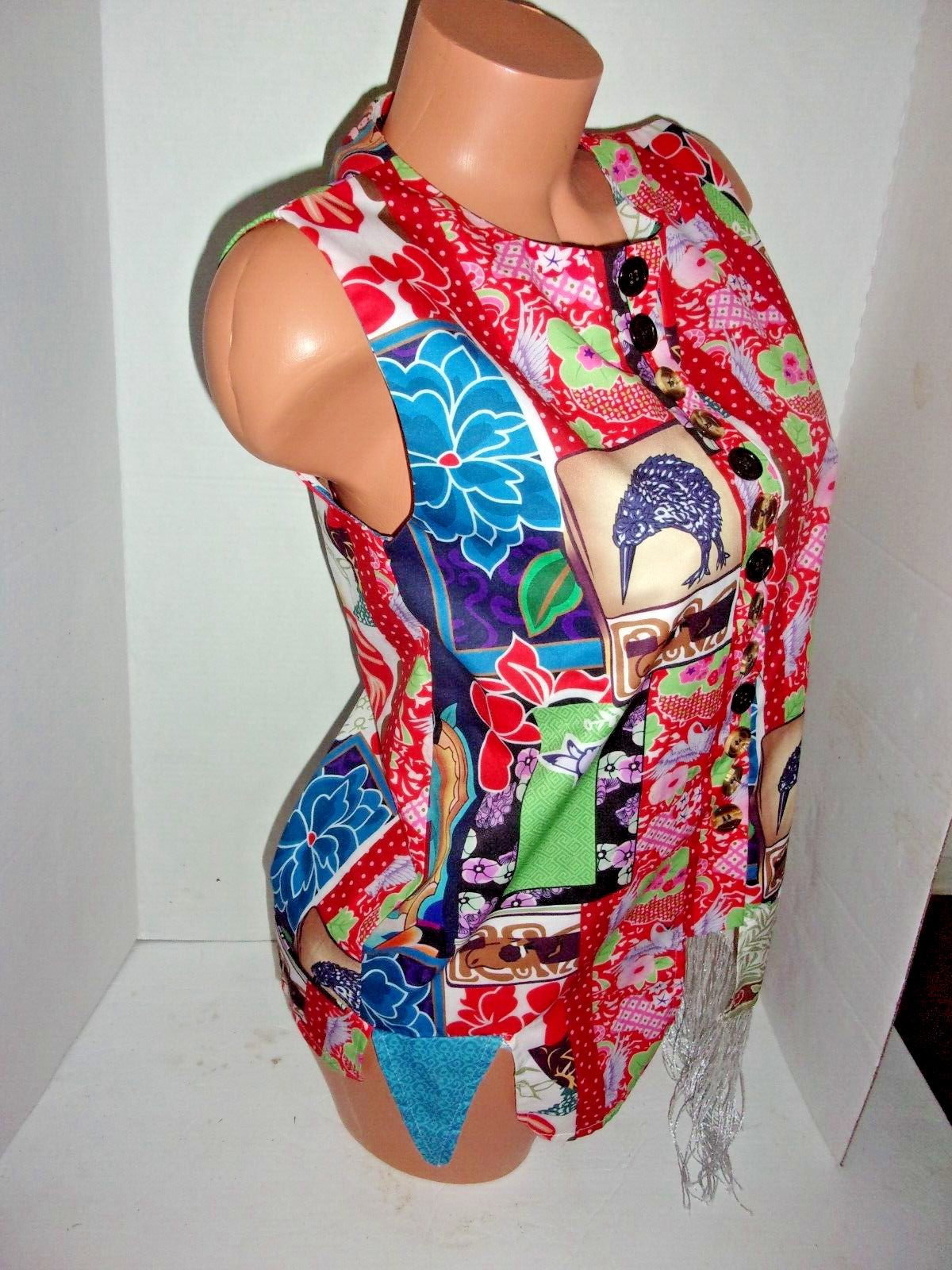 Misslook faux patchwork button down sleeveless to… - image 2