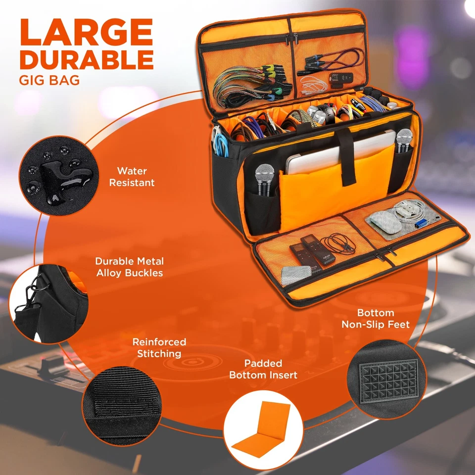 Talrizio Gig Bag Cable File Bag  Gear Organizer DJ Musician Bag 15.6" Laptop VT - Image 2 of 4