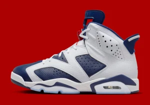 Nike Air Jordan 6 Retro 2024 Olympic White Midnight Navy Red CT8529-164 sz 10