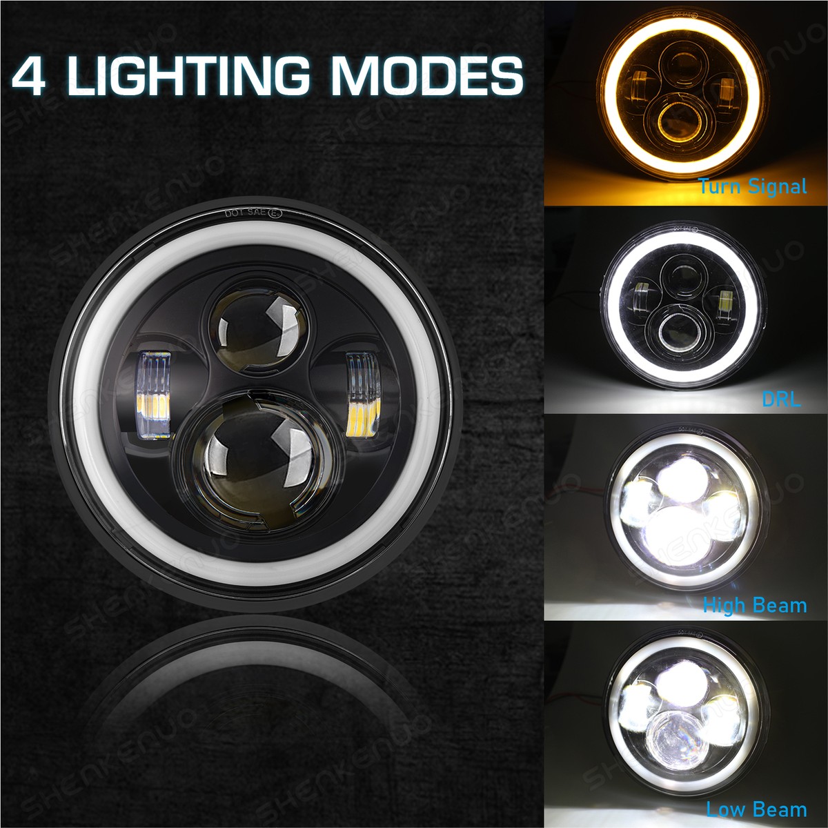 7''inch LED Headlight hi&low for Yamaha V-Star XVS 650 950 1100