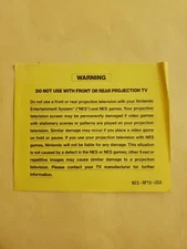 Nintendo NES Rear Projection TV Yellow Warning Insert NES-RPTV-USA
