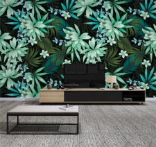 3D Floral Leaves Pattern Self-adhesive Removeable Wallpaper Wall Mural
