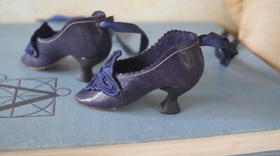 Leather shoes ''Boudoir night'' for antique Boudoir doll (2,95inch/75mm)