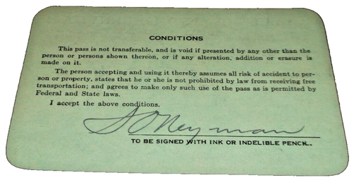 1939-1940 COLUMBUS & GREENVILLE RAILWAY EMPLOYEE PASS #115 - Foto 2 di 2