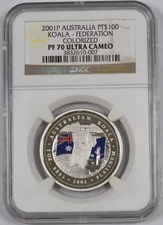 2001P Australia Platinum Koala - Federation Colorized 1oz / NGC PF70 UCAM