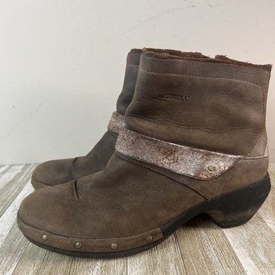 Merrell Luxe Mid Bitter Chocolate Nubuck Leather Ankle Boots Studs Brown 9.5