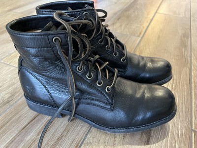 Frye Women’s Shoes Black Leather Veronica Combat Boots Size