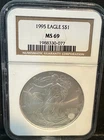 1995 $1 American Silver Eagle NGC MS69 Brown Label