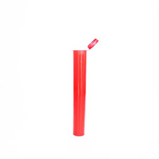 100PC 109mm Pop Top Tubes - Tamper Resistant, King/Full Size Transparent Red 