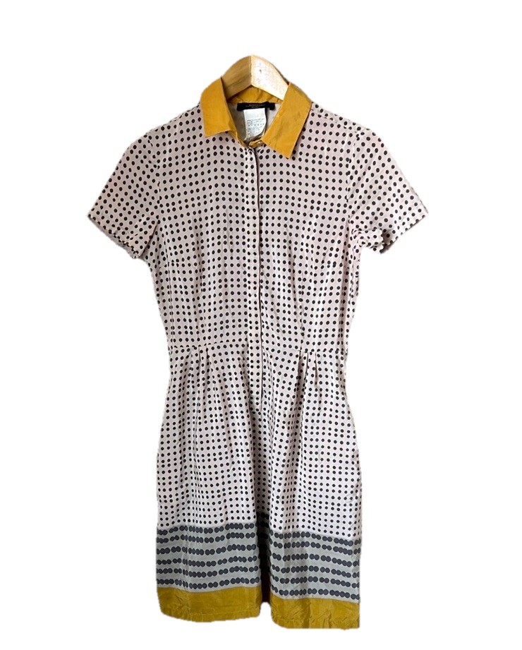 MaxMara Dotted Silk Blend Collared Button Mini  D… - image 2