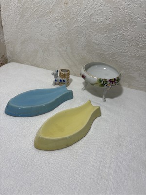 Vintage spoon rest also two Japan pieces