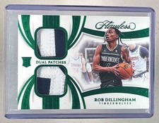Rob Dillingham 2024 Panini Flawless Emerald Rookie Dual Patch RC 4/5 JERSEY #