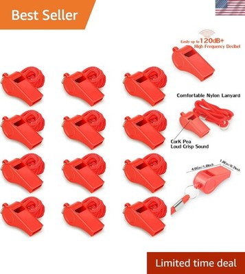 Plastic Emergency Whistles with Comfortable Lanyard - 120dB Loudness