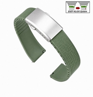 Easy-Klick Premium FKM-Kautschuk Uhrenarmband Modell Texturo-S grün 19 mm