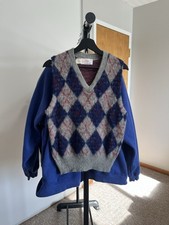 True Vintage Mohair Wool Blend Argyle Sweater Vest Size Medium Made In USA