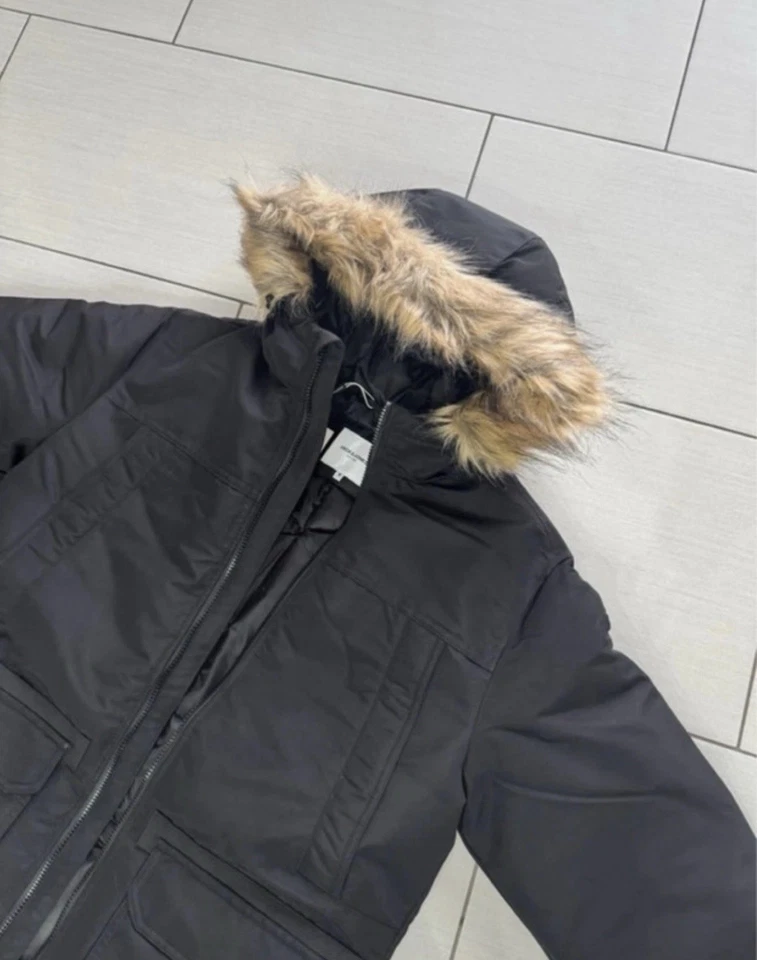 JACK & JONES Herren Parka JEWING SN S Schwarz mit Fellbesatz Polyester - Bild 2 von 4