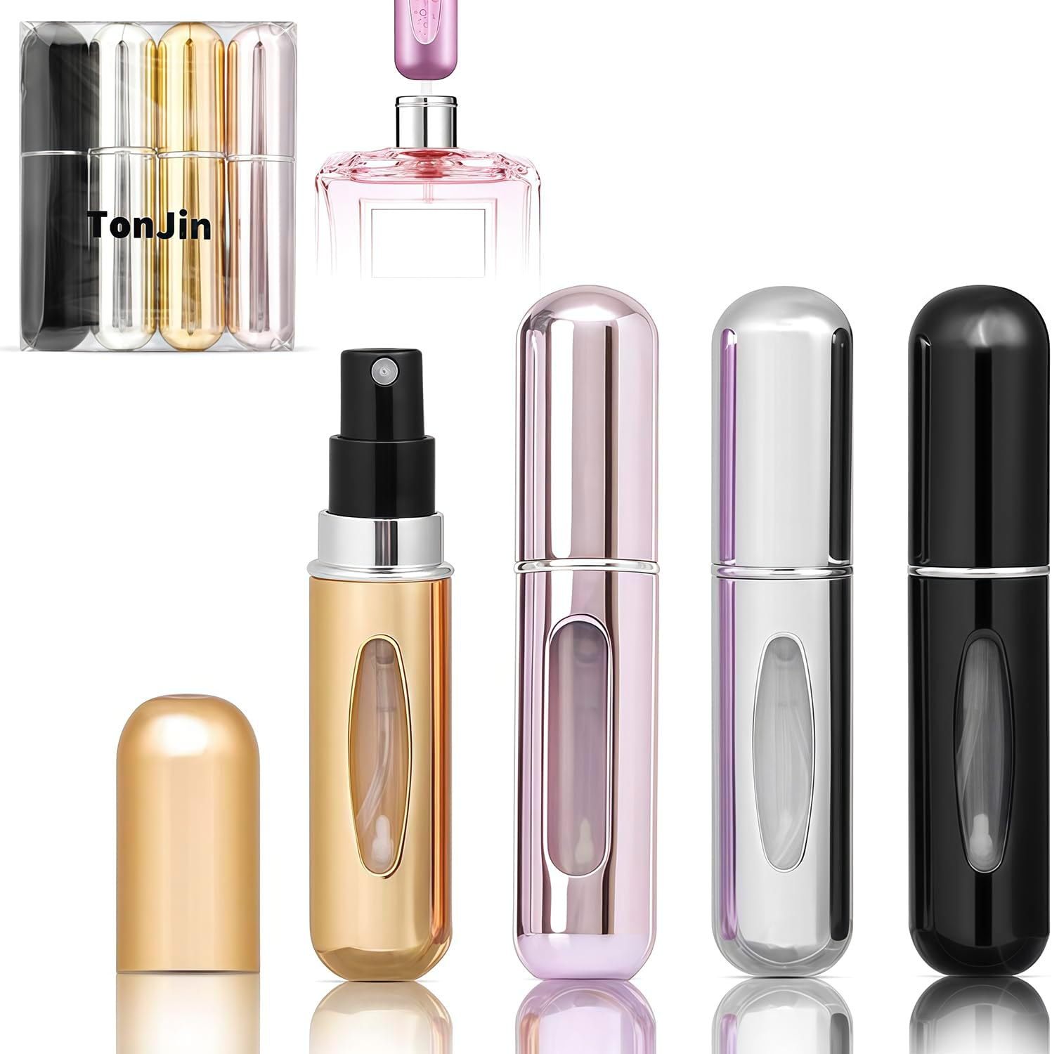4PCS 5Ml Perfume Atomiser Refillable Bottles Portable Mini Spray Travel Bottle E