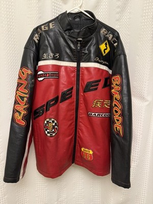 Men's Y2K Japanese Barcode Cup Champion Racing Leather Motorcycle