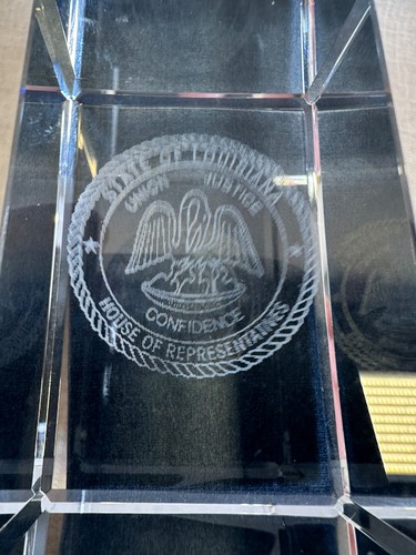 Glass Paperweight - Louisiana House of Representatives - Laser Engraved -crystal