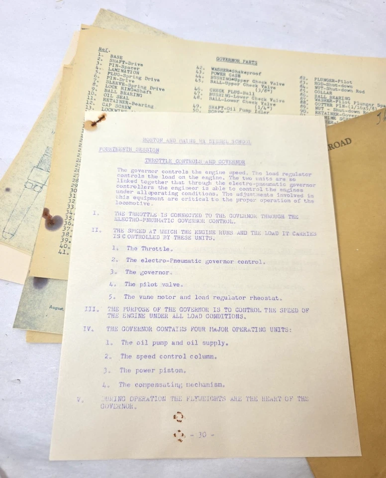 1950s Boston & Maine RR Diesel School EMD F-7 F-3 Throttle Control Training Docs - Image 2 of 4