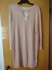 Studio Works Rose Gold Sweater Dress Petite Large Shimmer Holiday Party Short