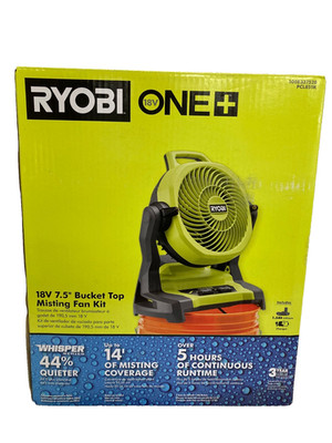 Ryobi PCL851K 18V ONE+ 7.5'' Misting Fan Kit Battery Charger Portable Cooling