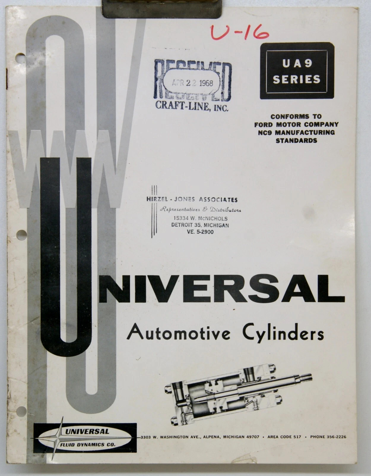 1968 Universal Fluid Dynamics Co. Universal Automotive Cylinders Catalog 4408