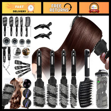 Round Brush Set for Blow Drying - Boar Bristle Ceramic, Large Small, Salon S