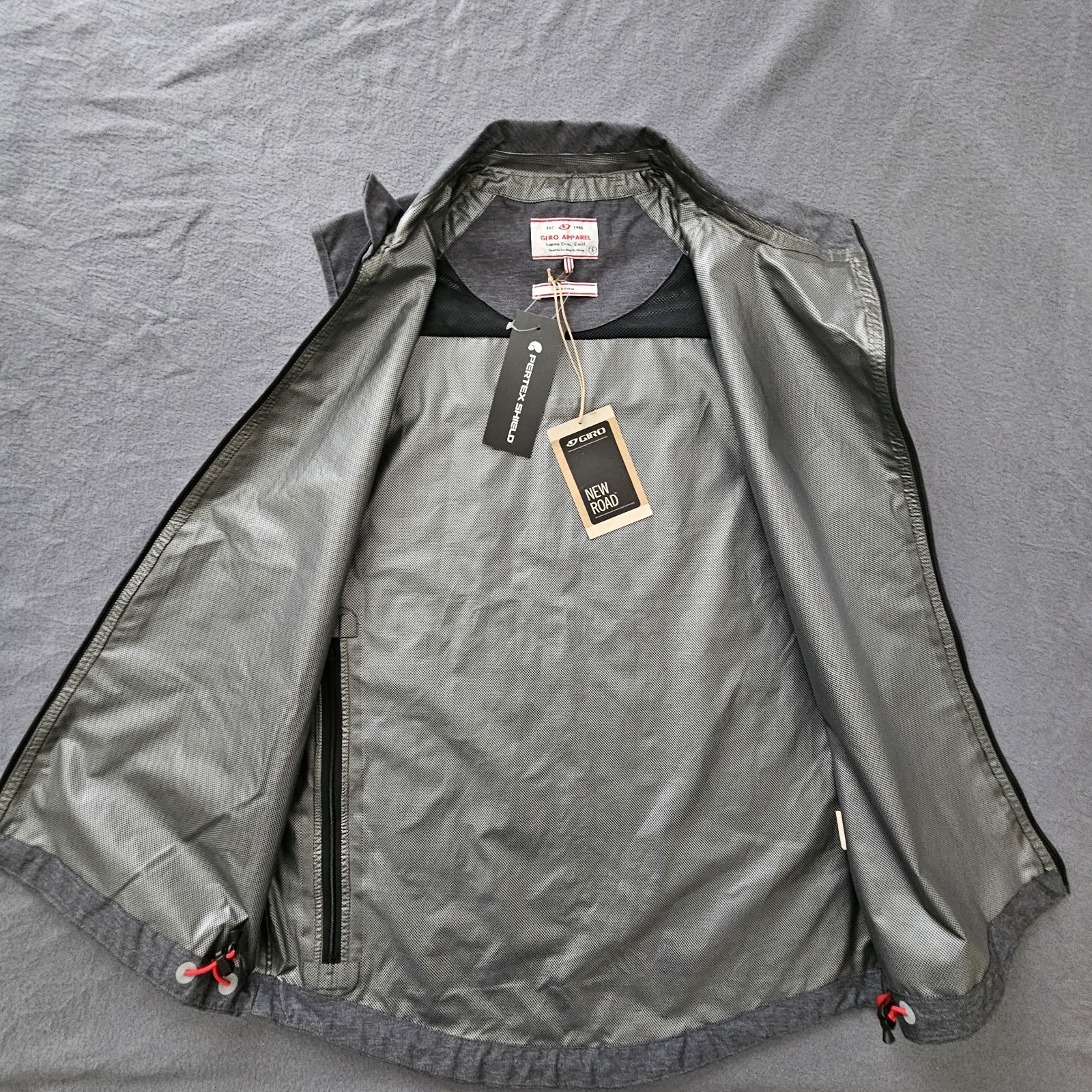 Giro Apparel New Roads Pertex Shield Gray Wind/Rain Vented Cycling Vest Size Sm