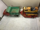 Vintage Tonka Dually Dump Truck Pressed Steel Red/Green w/dozer / trailer projec