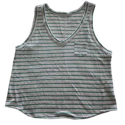 Universal Thread Target Green Striped Linen Blend V-Neck Racer Back Tank Medium