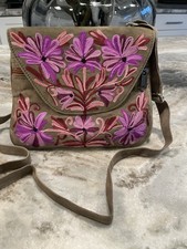 Suede Leather Embroidery Bag
