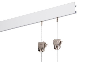 STAS Art Hanging System cliprail max White 150 cm - Complete kit, incl. 2 Cor...