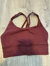 Lululemon Energy Bra Longline Burgundy Strappy Back Sports Women's Size 4
