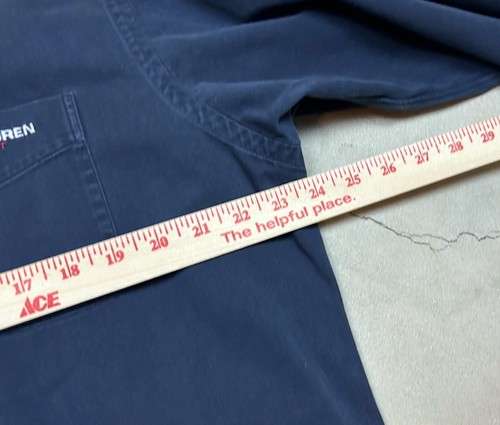 Vtg 90s Ralph Lauren Sport Shirt Blue Polo Flag Heavy Twill Button Size M Rare - Picture 7 of 7