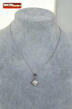 14 KARAT GOLD PAVE .50CTTW FG/VS2 PRINCESS CUT DIAMOND PENDANT 16" CHOKER CHAIN