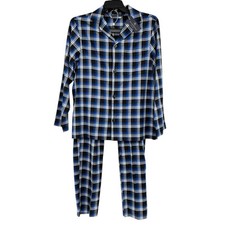 Hart Schaffner Marx Mens Size Small Blue Black White Pajama Lounge PJ  s Set NWT