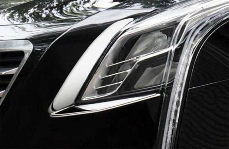 Tira de faros delanteros cromada de acero inoxidable para Cadillac CT6 2016-2018 Foto 3 de 4