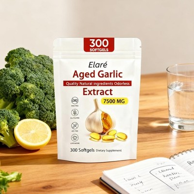 1-3pk Elare Aged Garlic Extract 300 Softgels 7500mg Odorless Cardiac Immune
