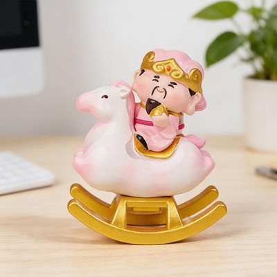 Glücksbringer-Harzornament Cai Shen Statue für Bücherregal, Wohnzimmer,