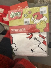 Dr. Seuss The Grinch Shower Curtain 72”x72” Christmas Max Candy Canes Presents