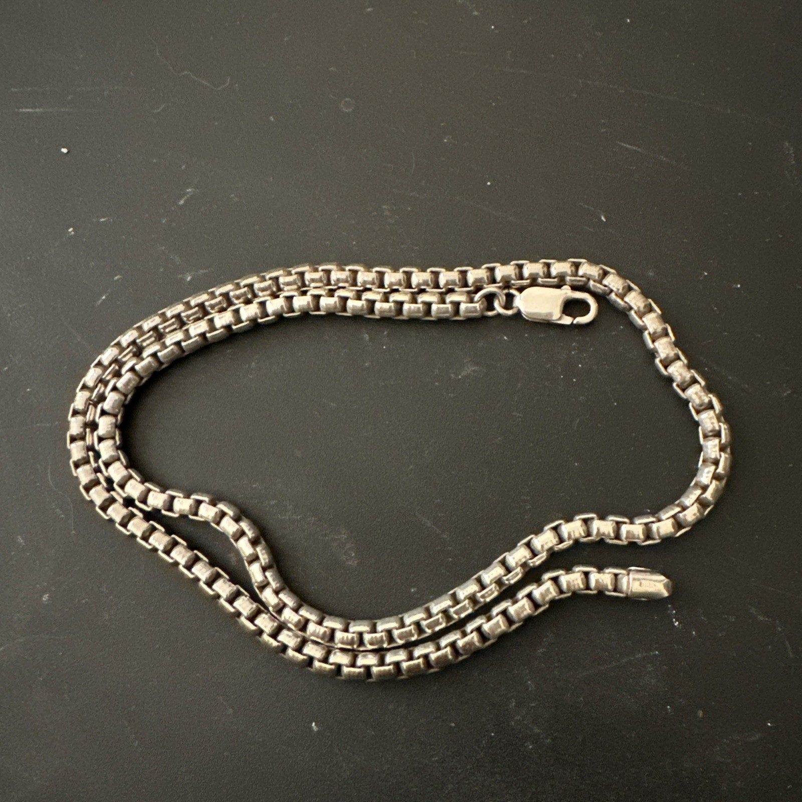 SOLID 925 STERLING SILVER Round Box Link Chain Ne… - image 16
