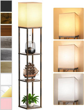 Floor Lamp with Shelves for Living Room Brown, Shelf Floor Lamp with 3 CCT LED B