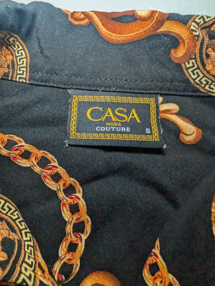 Casa Moda Couture Black and Gold Pattern Men’s Button Up Shirt Size S Versace - Image 4 of 4