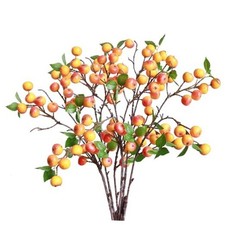 Real Looking 8Pcs 21.6 Inch Orange Faux Berry Stems Artificial B:8 Orange