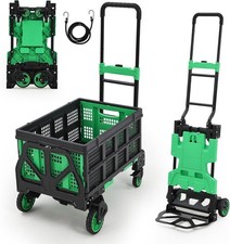 Heavy Duty 2-in-1 Folding Hand Truck with Basket 330LB Capacity Platform Cart