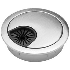 Desk Grommet, 2 Inch Metal Desk Cable Grommet, Brushed Silver, 2 Pack