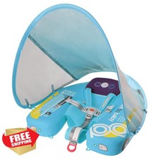 Mambobaby Non-Inflatable Baby Pool Float Canopy Toddler Swim Trainer 3-24 Months