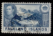 FALKLAND ISLANDS GVI SG158, 1s light dull blue, VERY FINE USED. Cat £20. CDS